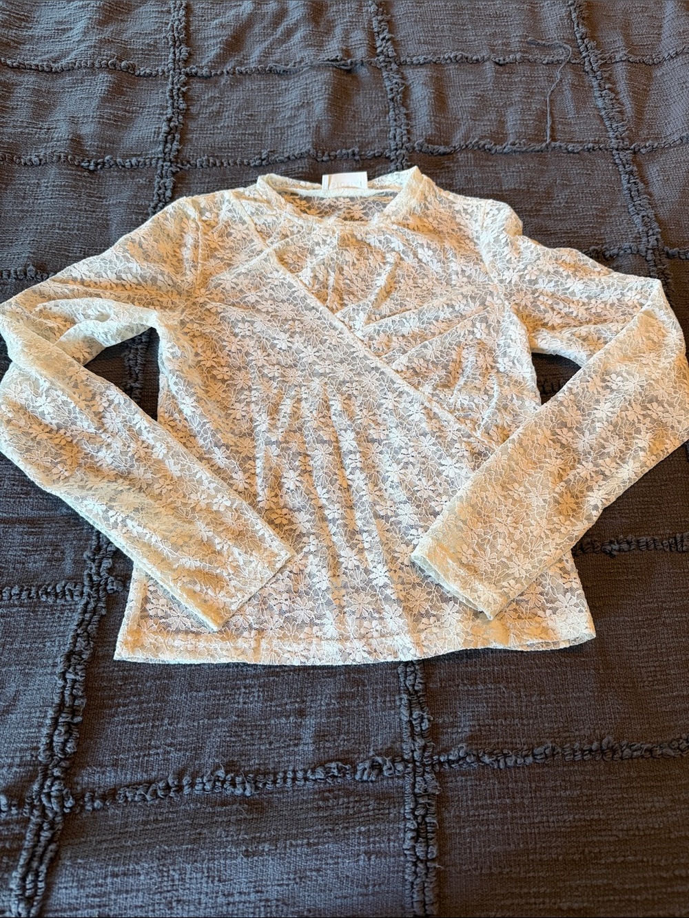 Long-Sleeve Lace Top in Cream